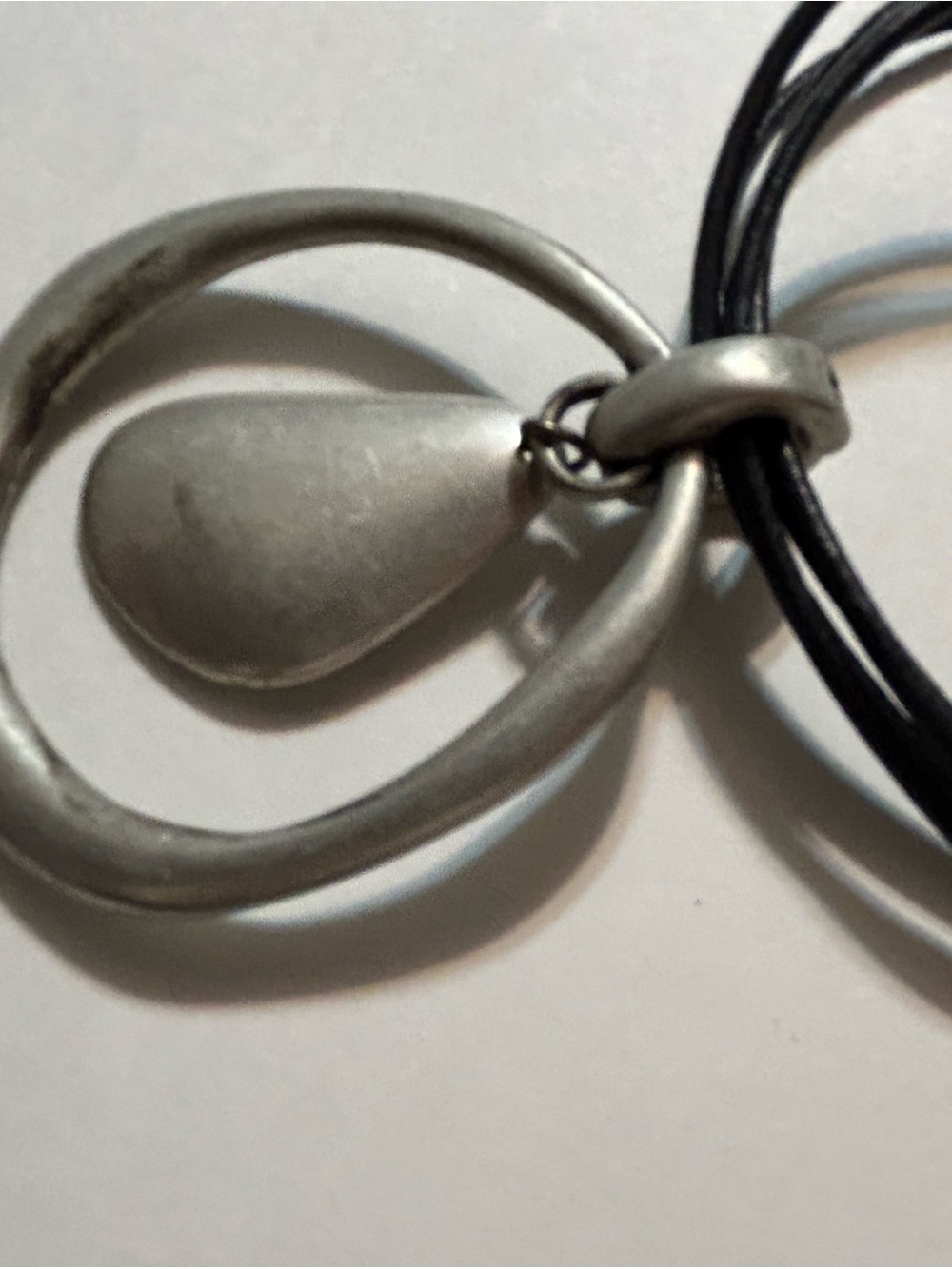 Premier Designs "Easy Living" Silver Pendant Necklace Black Leather Multi Strand